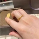 新款古法沙金素圈戒指女小众设计高级感轻奢简约时尚钛钢食指关节