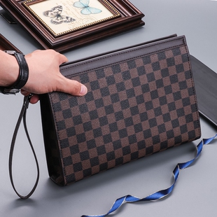 手包男手拿包男士夹包大牌格子手抓包男包大容量商务奢侈品潮钱包