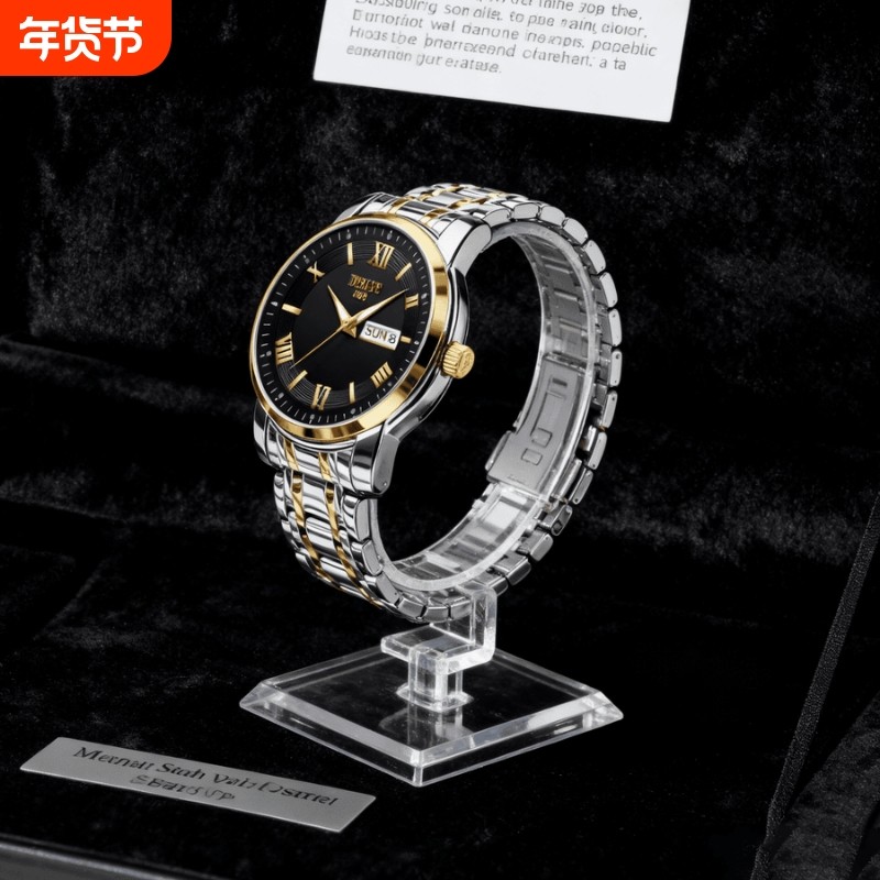 正品瑞士全自动非机械表手表男士学生韩版时尚潮双日历防水表夜光