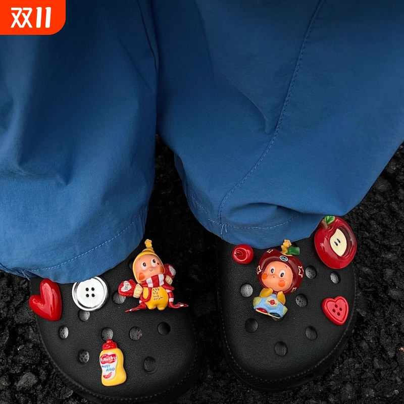 星星人拳王鞋花洞洞鞋可爱女生装饰配饰适配crocs卡扣配件diy新款