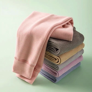 儿童保暖裤秋冬男童女童打底裤青少年无痕单裤条纹德绒睡裤