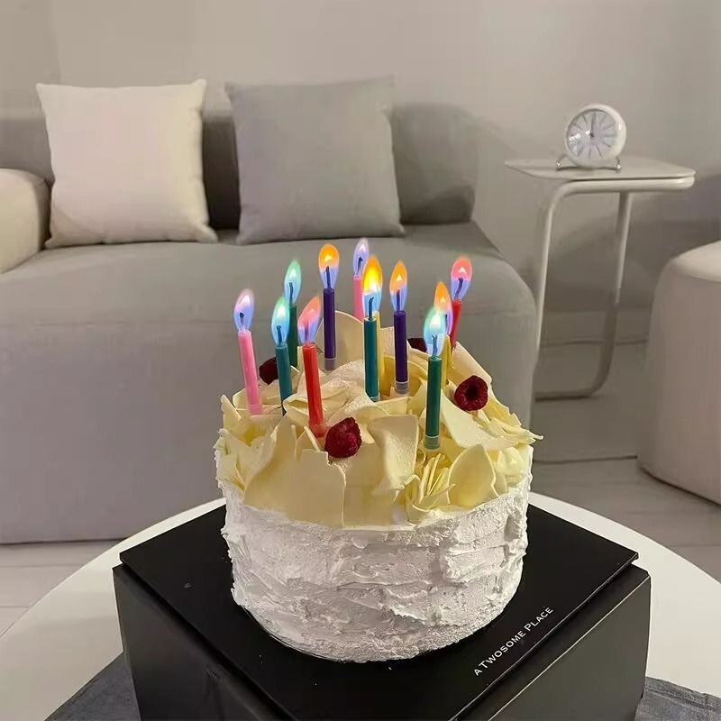 彩色火焰蜡烛小红书同款生日蛋糕装饰插件网红派对拍照装饰摆件