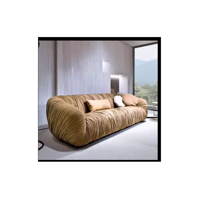 d意式新款懒人沙发现代简约客厅卧室布艺哈皮狗软包多人沙发双人