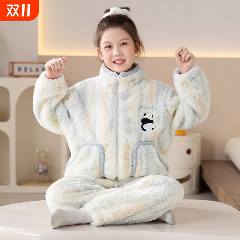2025女童儿童秋冬季珊瑚绒家居服