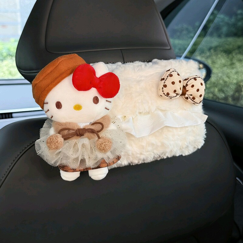 Hellokitty抽纸盒2026新款车载纸巾盒汽车后排头枕悬挂