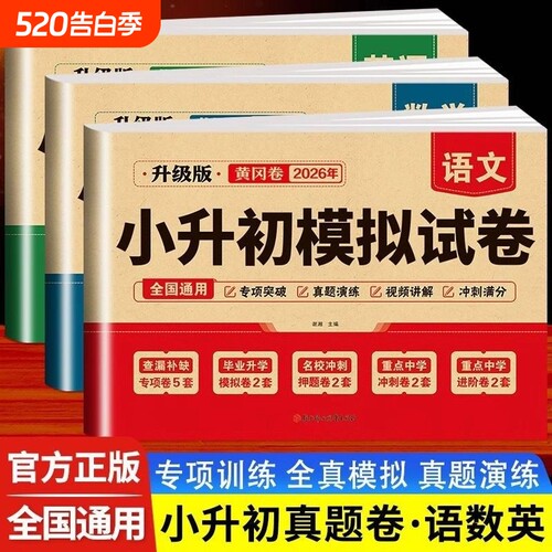 2026小升初真题卷全套必刷题语文数学英语模拟测试卷小学六年级下册毕业冲刺归类复习辅导资料期末专项强化训练题人教版同步练习册