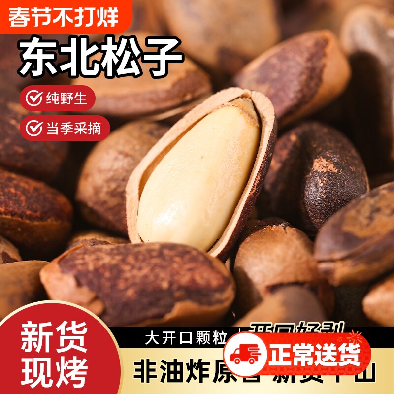 当季新货东北野生开口松子500g坚果干货原味非油炸手剥特大颗粒