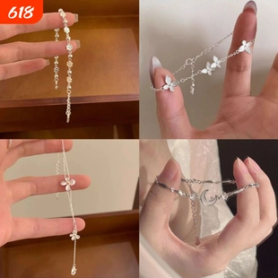 小桃灼灼栀子花蝴蝶手链花朵送礼物女友国风轻奢小众桃花手链