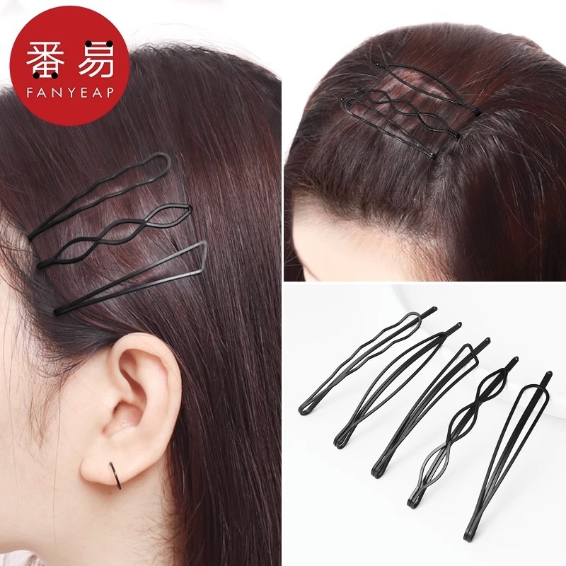 发夹/一字夹A1pl001-黑色侧边刘海发卡后脑勺碎发整理头饰盘发固