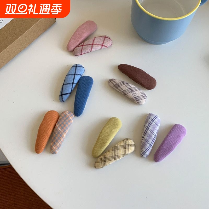 秋冬款2个装少女糖果色可爱面包水滴bb夹布艺发夹刘海夹侧边发饰