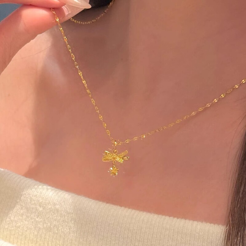 蝴蝶结铃兰花项链精致清新立体百搭优雅精美项链饰品两款选择饰品