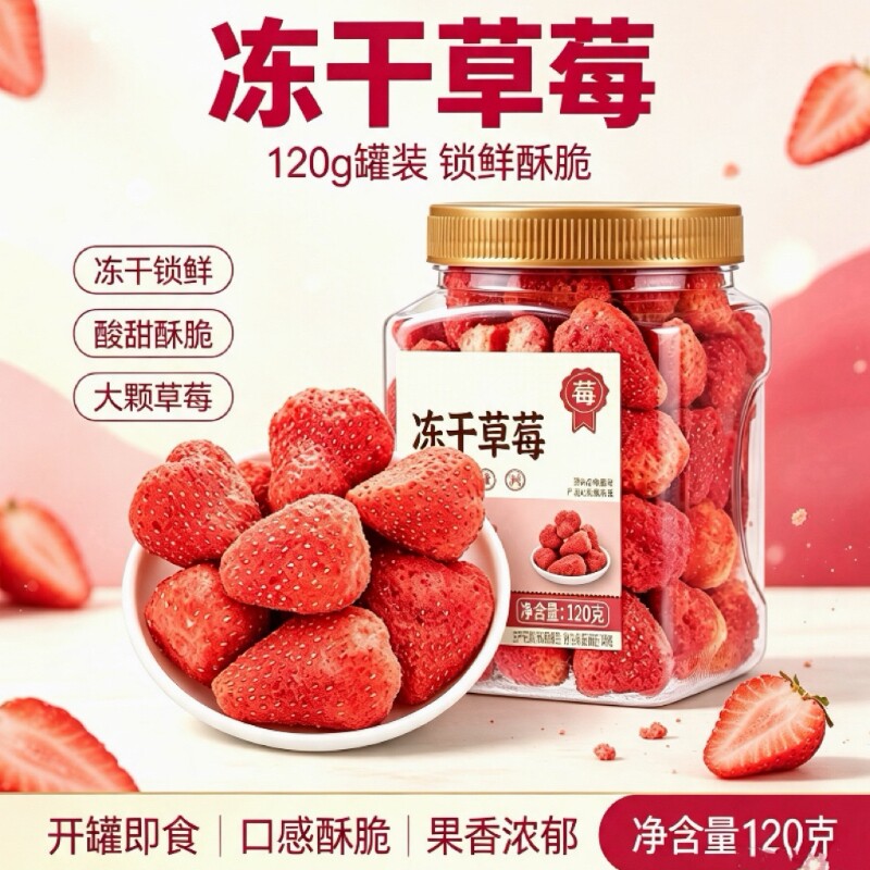冻干草莓脆果干烘焙用果脯草莓干120g整颗粒雪花酥牛轧糖商用批发