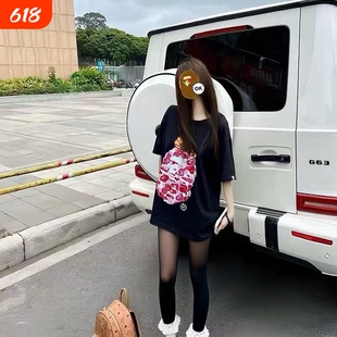 潮牌APE短袖t恤100%纯棉高版本中大童装亲子装SHARK BAPE猿人迷彩