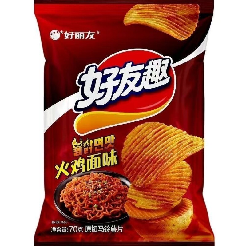 超辣好丽友好友趣薯片70g火鸡面味膨化泡菜零食薯条休闲食品