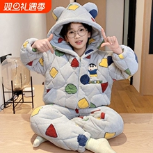 2025新款儿童冬季三层夹棉睡衣男童加厚珊瑚绒蜡笔小新冬款家居服