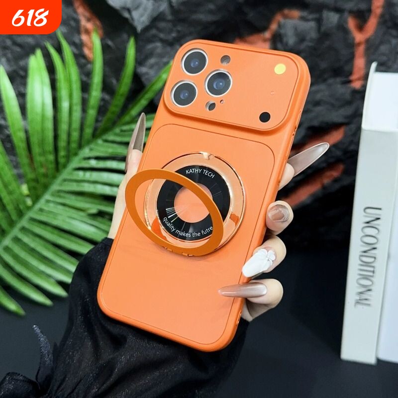 适用苹果17Promax爆款磁吸360旋转支架壳16plus无线充电15Pro放大镜保护套14时尚创意13全包防摔精孔手机壳