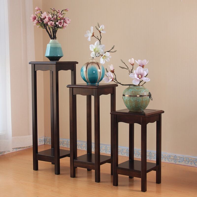 a花架实木新中式客厅置物架室内底座绿萝榆木花盆架花双层红木