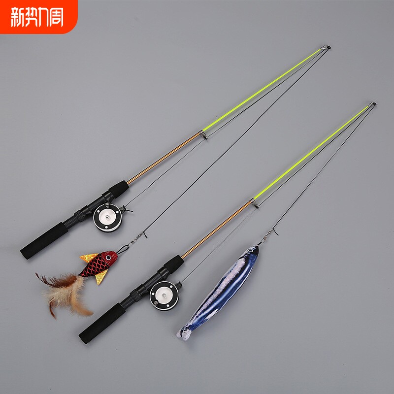 猫咪玩具猫薄荷鱼伸缩吊杆逗猫猫咪用品貓咪日用品宠物互动玩具