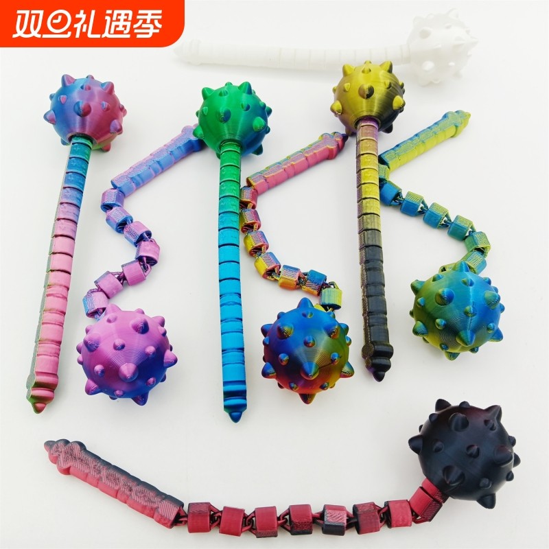 3D打印流星锤创意锤子摆件新款流星锤可随意扭动伸缩拼装儿童玩具