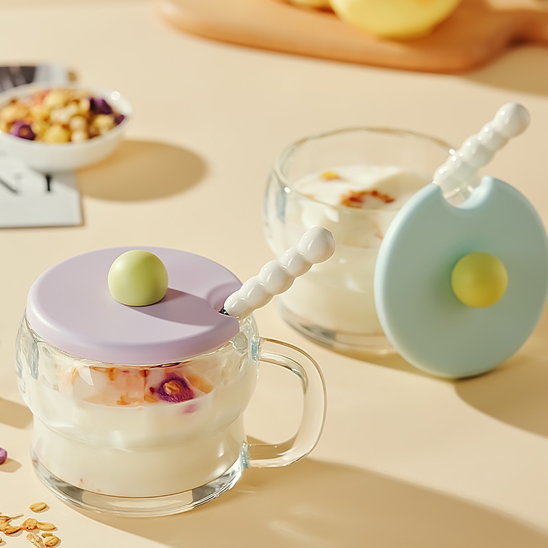 新款玻璃杯早餐杯子燕麦碗家用女