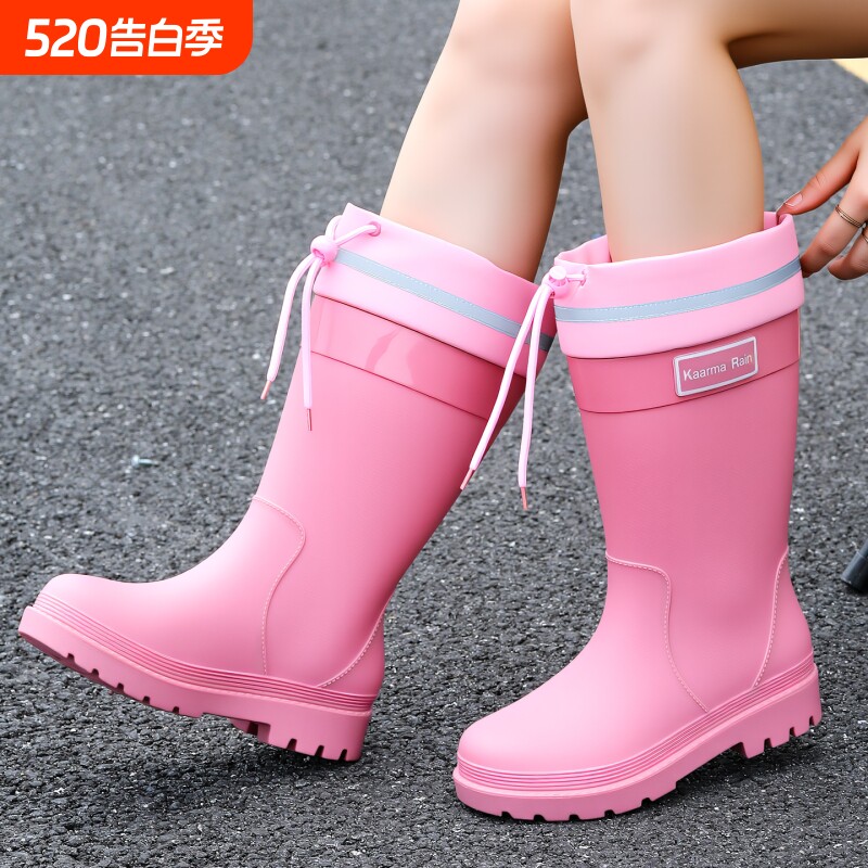 时尚特高筒女士雨靴水靴雨鞋水鞋加绒防滑保暖厨房厚防水中筒胶鞋