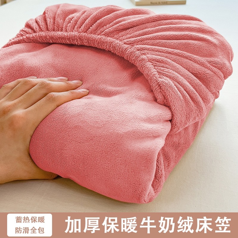2025新款牛奶绒床笠单件珊瑚绒冬季加厚学生宿舍床垫保护罩床套