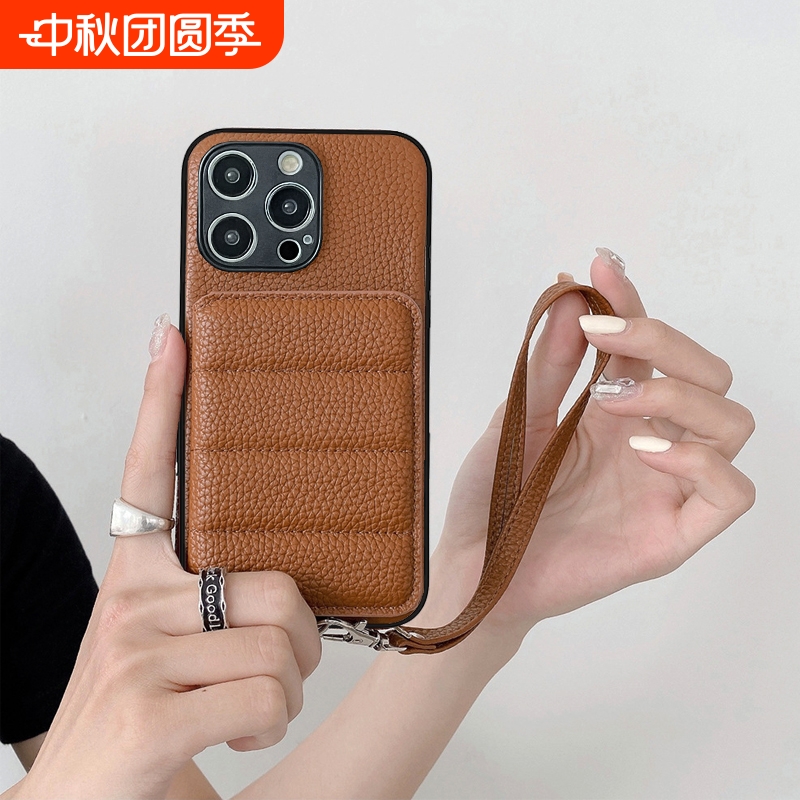 皮质防摔插卡套手机壳