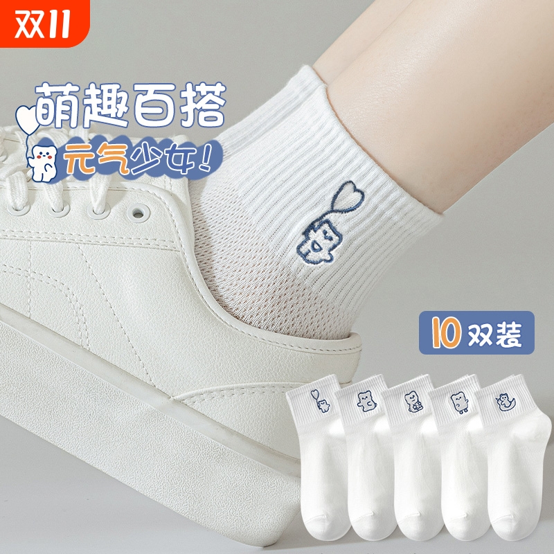 夏薄款卡通可爱吸汗透气网眼短袜