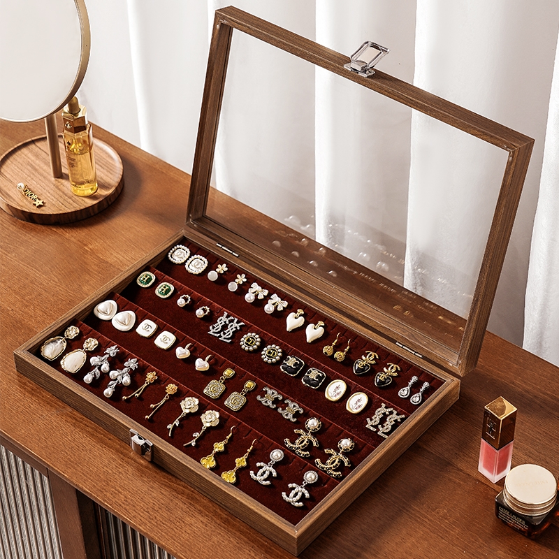 实木耳环耳钉专用收纳盒