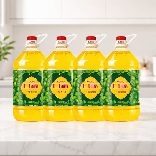 【口福】一级大豆油整箱装5L/4桶煎炸炒菜烹饪好油食用