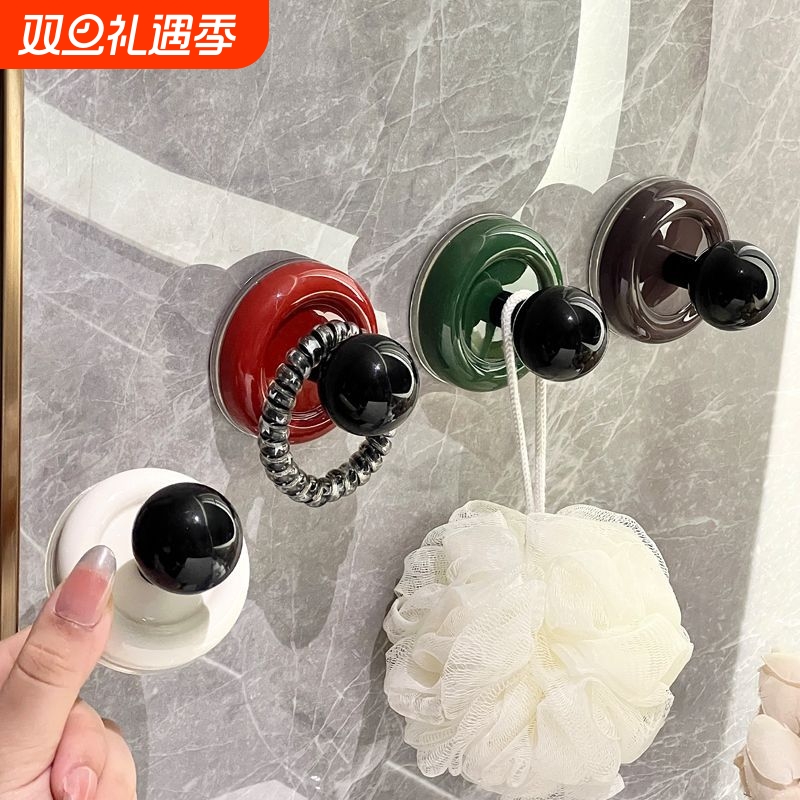 复古风真空吸盘挂钩家用强力吸附壁挂厨房门户挂衣钩浴室毛巾挂钩