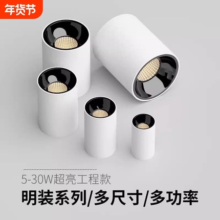 led明装射灯深防眩光吸顶式圆形天花灯智能筒灯客厅无主灯山丘
