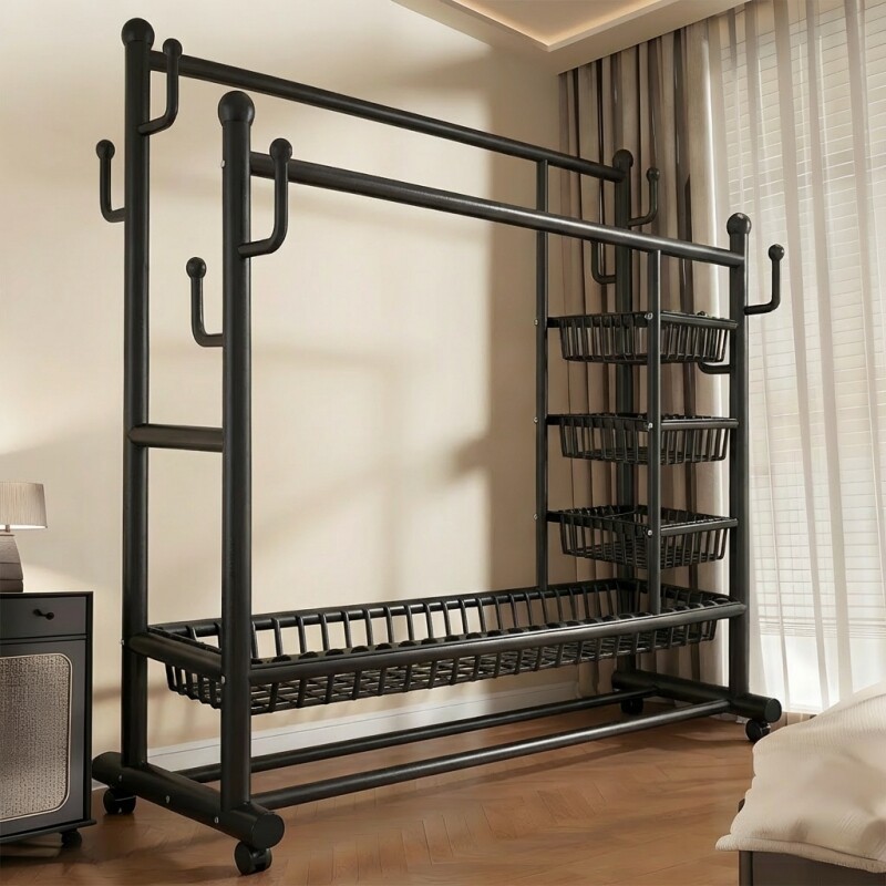 挂衣架落地卧室家用加粗房间衣帽架简易置物晾衣架子可移动收纳架