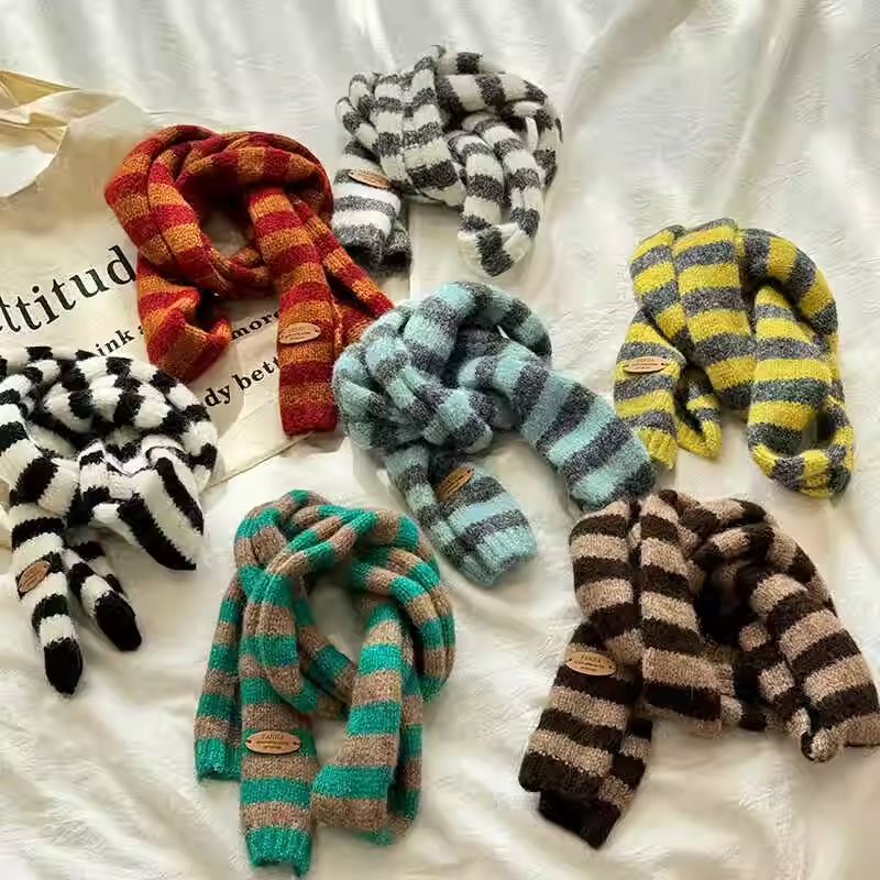 韩版小众时髦Y2k手工针织围巾女