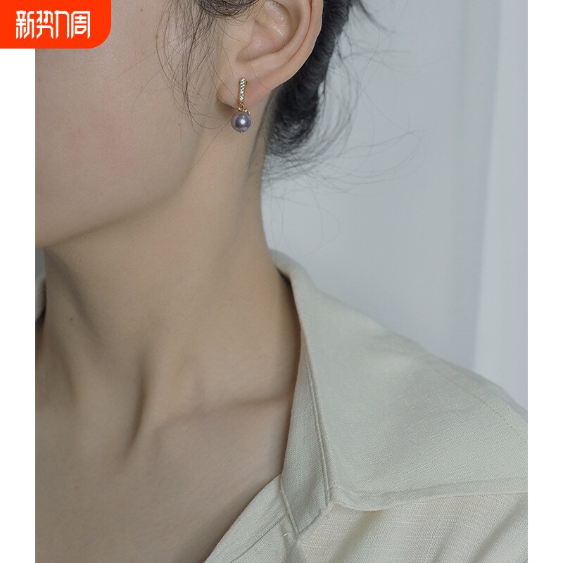 烨远 紫珍珠锆石耳夹硅胶无耳洞耳环耳骨夹气质百搭耳饰90216