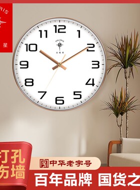 北极星挂钟客厅石英钟挂墙时钟家用个性简约风创意钟表电波钟大气