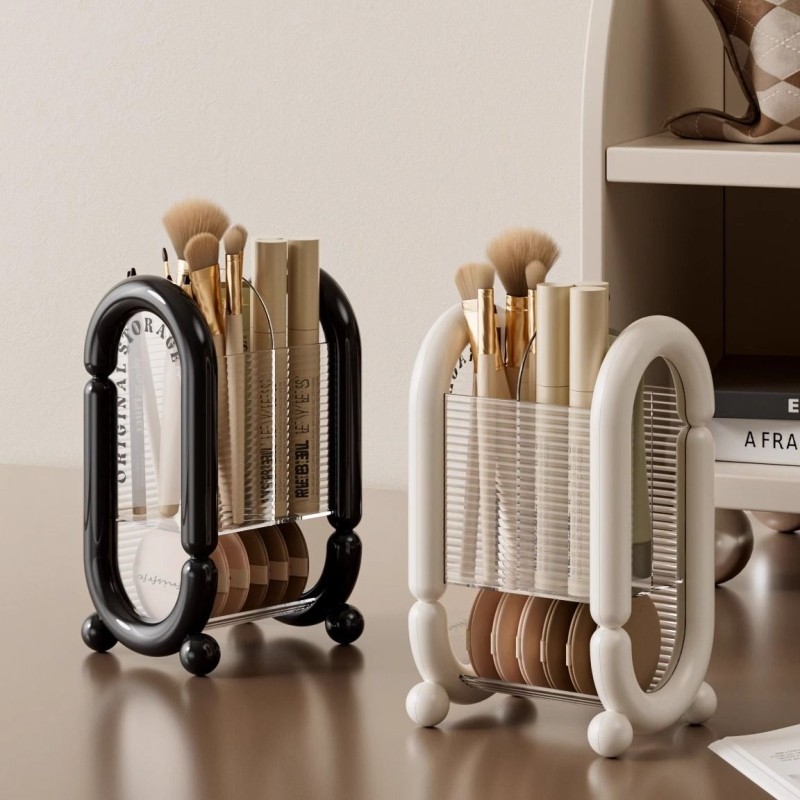 化妆品收纳盒多功能化妆刷收纳筒办公室梳妆台面抽屉式防尘眉笔筒