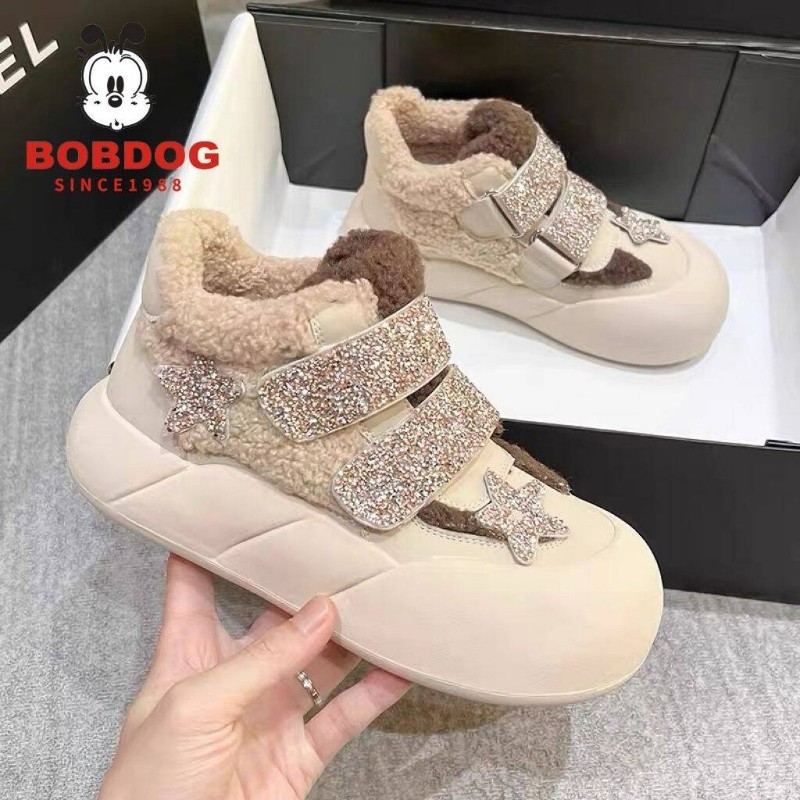 巴布豆女童雪地靴2025冬季新款加绒加厚儿童短靴子女童鞋鞋子黑色