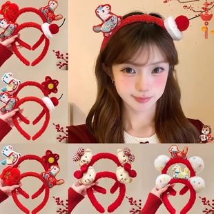 2026女款新年春节发箍马年头箍成人儿童发卡过年红色头饰装饰拍摄