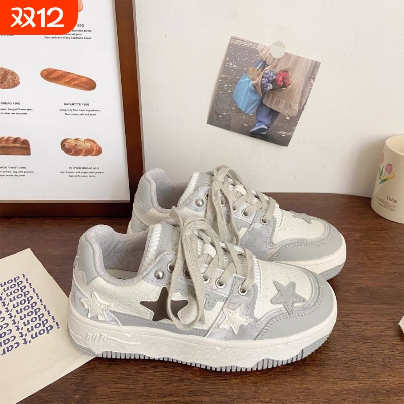 品牌断码2025爆款德训板鞋女夏季美式复古星星鞋厚底超火百搭运动