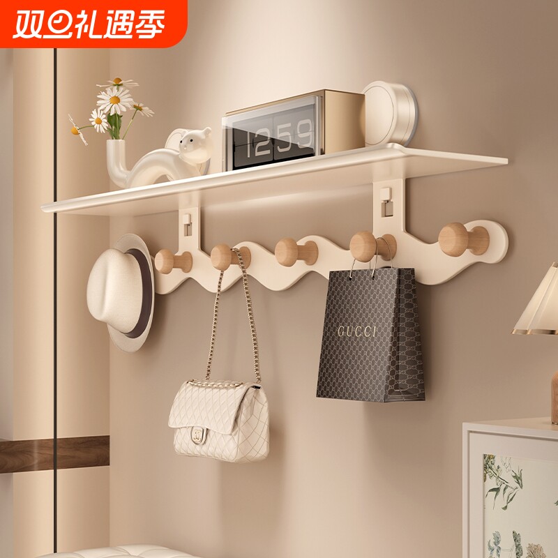 鞋柜边挂钩吸盘带置物挂衣架墙上壁挂创意入户玄关进门钥匙收纳架