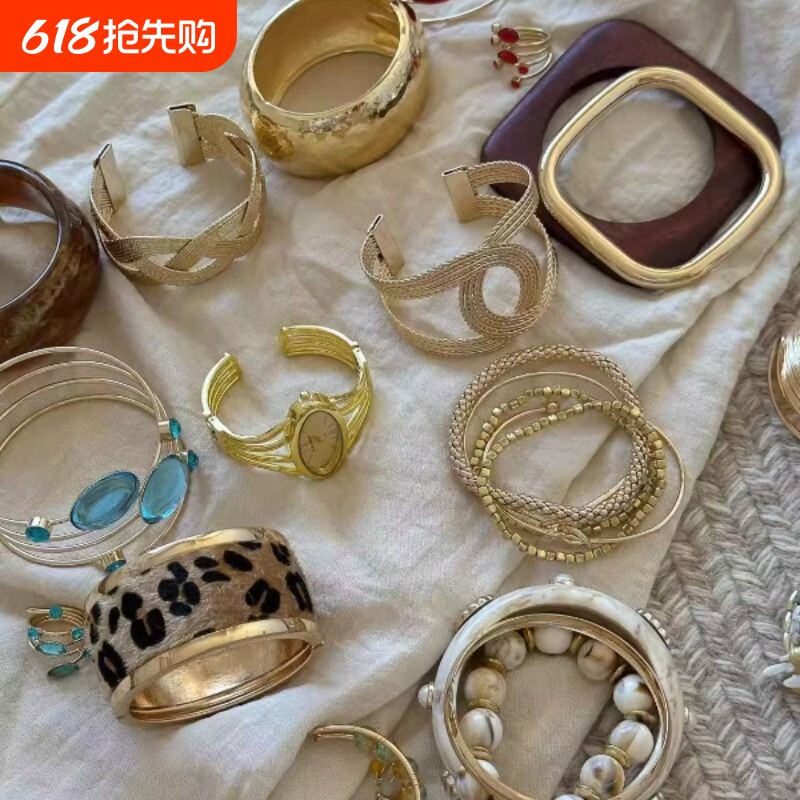 【中古手镯合集】高级感秋冬bi备时髦高智感宽边手镯豹纹手环手串