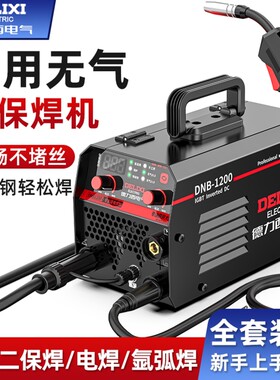德力西无气二保焊机电焊机220v家用不锈钢氩弧焊机小型两用一体机