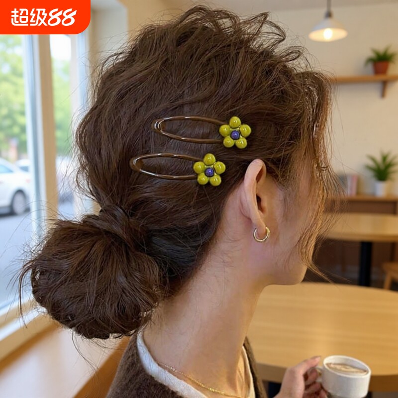 爆款头绳韩式韩系发夹侧边2026新款B&B侧边夹碎发刘海短发花朵