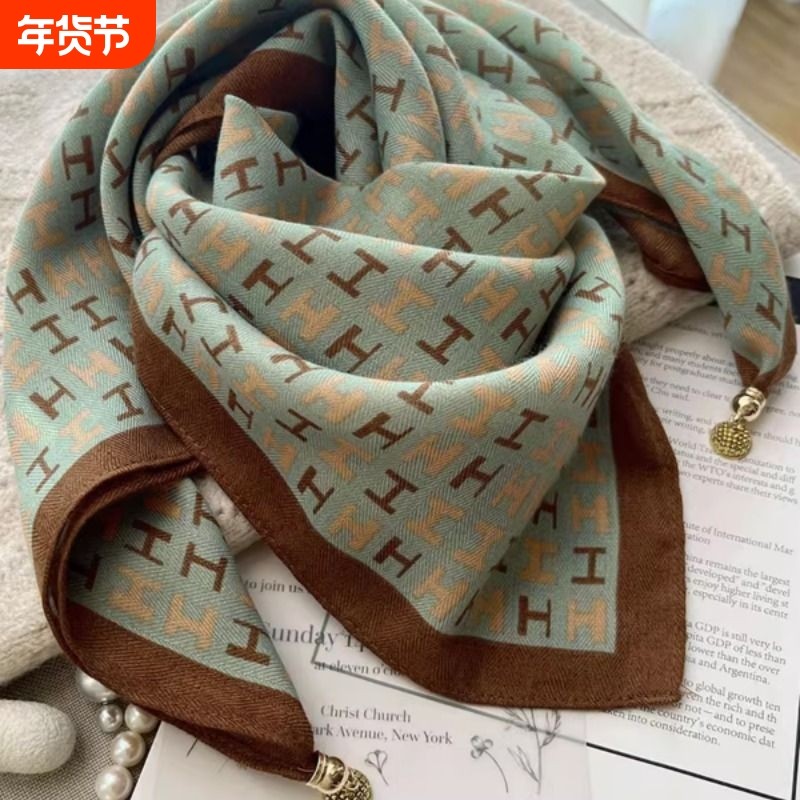 方巾丝巾女2025新款磁吸扣护颈小围巾女秋冬季棉麻脖子围脖护颈