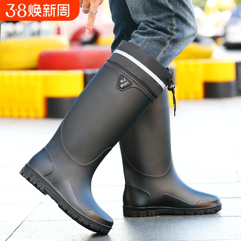新款防水束口雨鞋男款骑手专用工作外穿防滑雨靴保暖时尚中筒水鞋