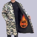 加绒防水迷彩罩衣大褂工作服外穿成人耐脏厨房长袖 围裙外套冬季