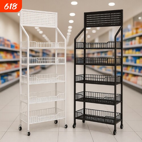 超市零食货架陈列架饮料小食品展示架便利店收银台多层置物架移动
