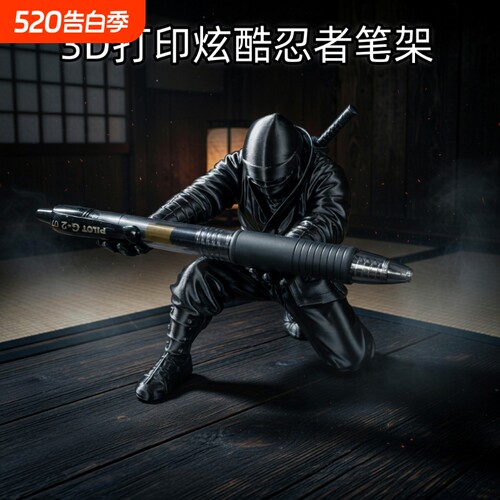 忍者创意笔架3d打印爆款玩具桌面装饰摆件文具收纳个性支架摆件