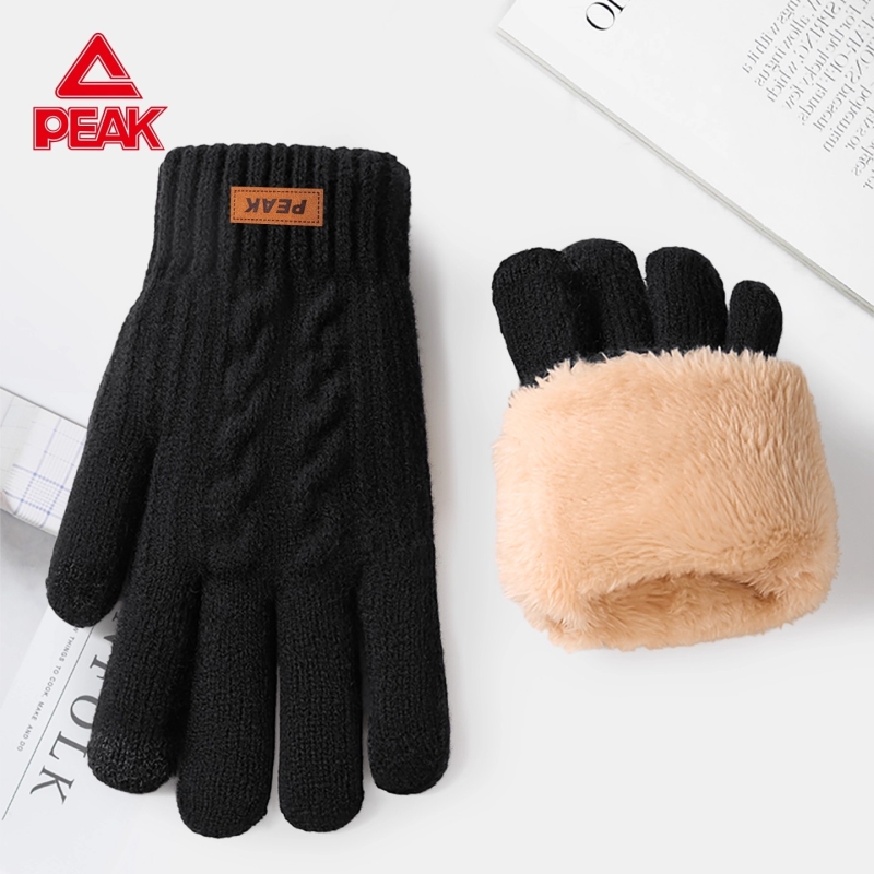匹克2025冬季针织手套男骑行电动车保暖防寒加绒加厚女士毛线手套